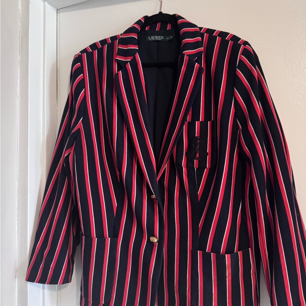 Ralph Lauren Red and Black Striped Blazer